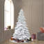 Flocked White Spruce AUnlit rtificial Christmas Tree-408126597