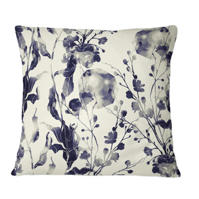 Coussin décoratif à motif de fleurs et de feuilles abstraites minimalistes sur fond jaune