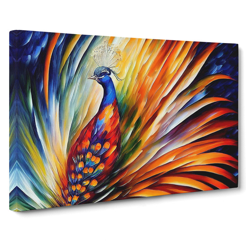 Peacock Painting Vol.1 Abstract - Wrapped Canvas Print, 35cm H x 50cm W x 3cm D