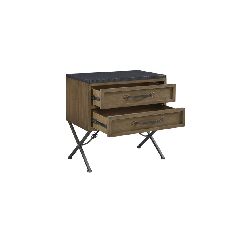 Table de chevet 2 tiroirs - Amande, Brown