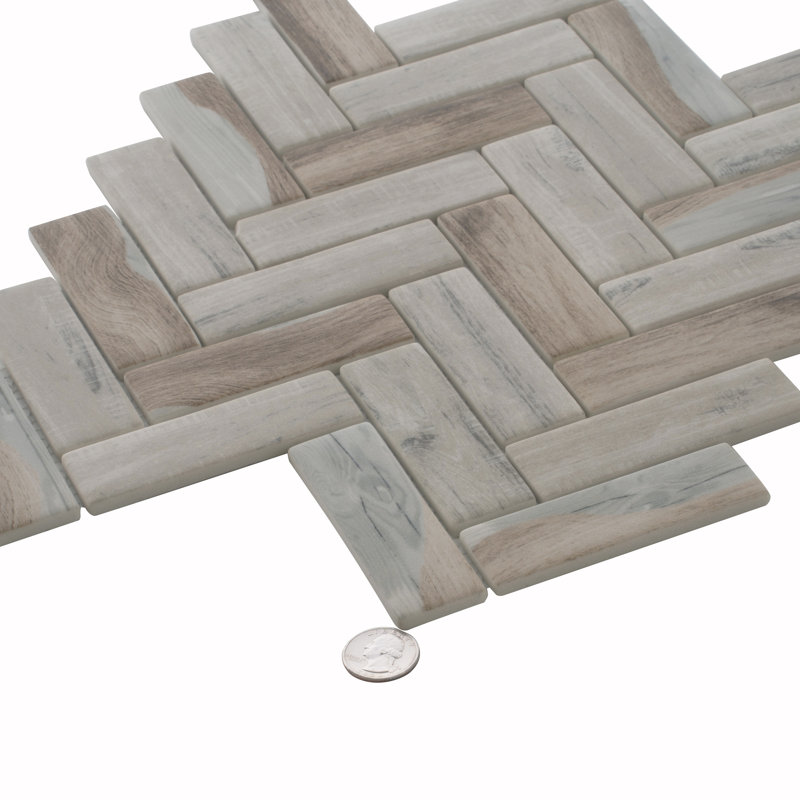 Aloha 1.2 in. x 3.9 in. Herringbone Matte Tile, Light Beige