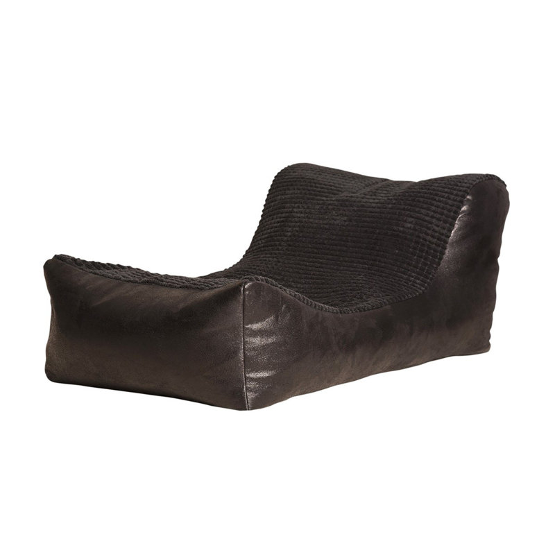 Faux Leather Refillable Bean Bag Lounger, Black / Chocolate