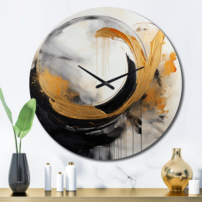 Yin Yang Beyond Duality Abstract Gold And Black I Metal Wall Clock -  Design Art, CLM86515-C29