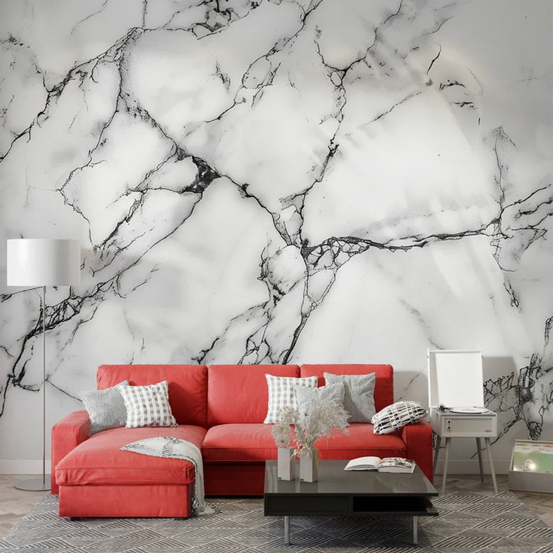 Classic Veined Marble Wall Mural, 236" L x 117.96" W