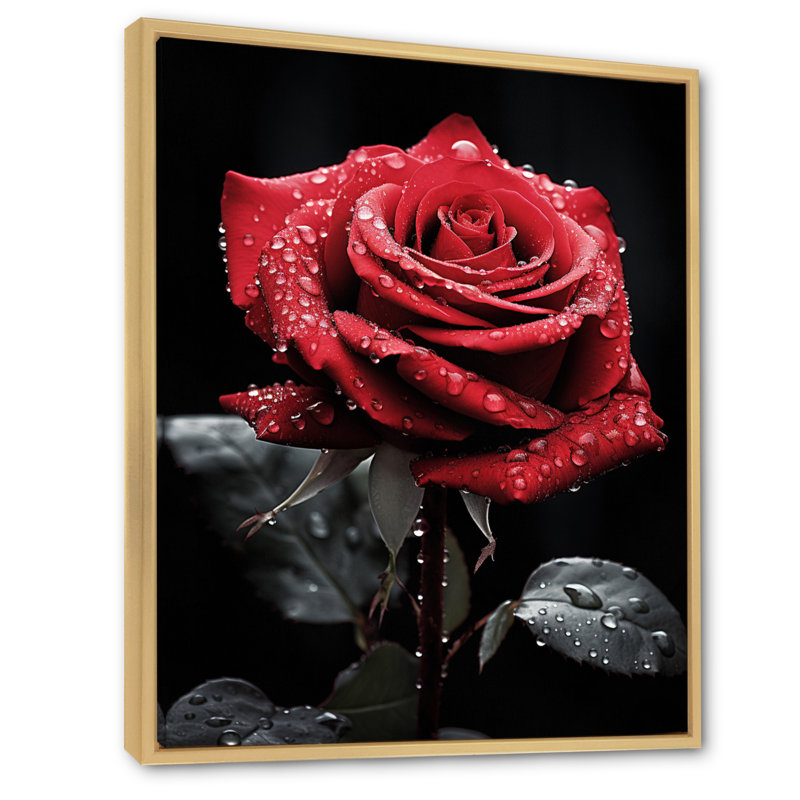 Collyn - rouge, noir, rose, élégance IV - imprimé, Cadre naturel flottant, H 20 po x l 12 po x P 1 po