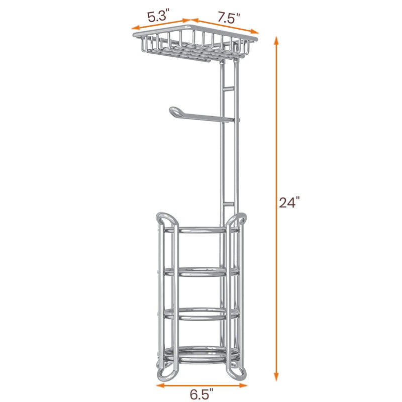 Free Standing Toilet Paper Holder, Silver