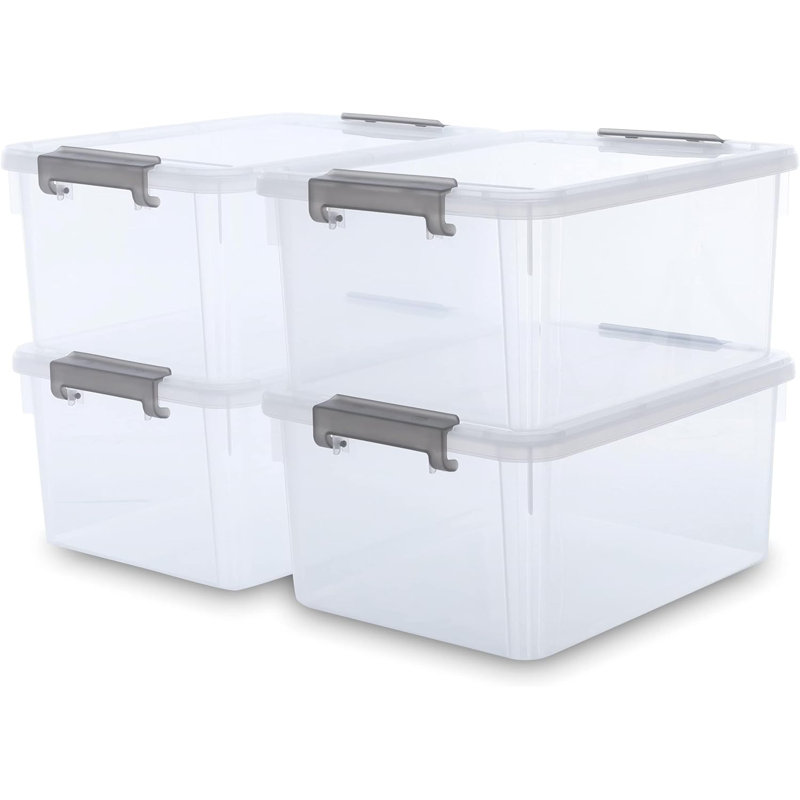 17 Quart Plastic Storage Box with Latching Lid Clear (Set of 6), 15.9" H x 11.6" W x 7.3" D