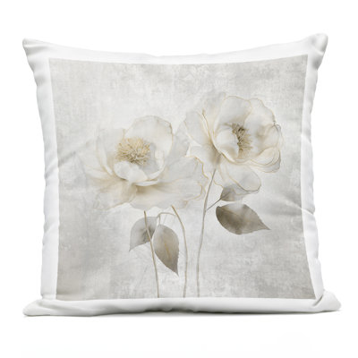 Contemporary Muted Blossoms Design by Irene Weisz Outdoor Printed Pillow