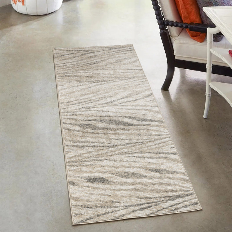 Winsor Harar Modern Zebra Striped Gray/Cream Indoor Area Rug, Runner 2'7" x 8'