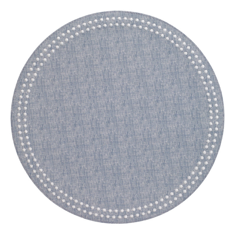 Pearls Vinyl Round Placemats, White/Bluebell