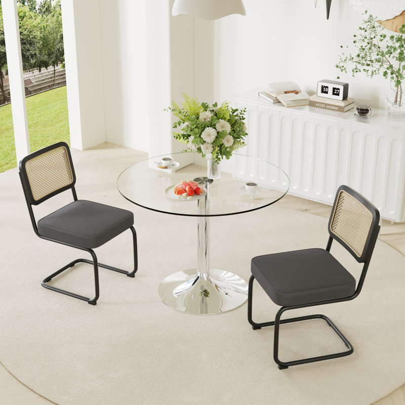 Ensemble de table de salle à manger 3 pièces, Noir, noir, noir, noir, H 29,5 po x L 35 po x l 35 po