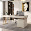 Bureau d'écriture rectangulaire en pierre frittée beige 62,99 ", 5 tiroirs-129187501