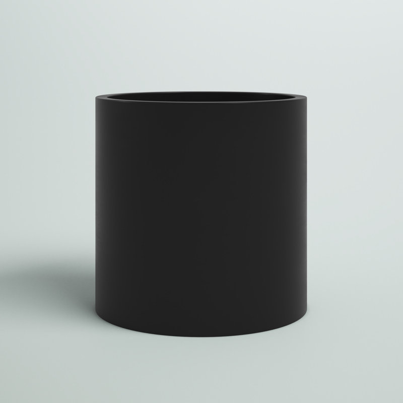 Brea Round Cylinder Planter, Black, 14" H x 14" W x 14" D