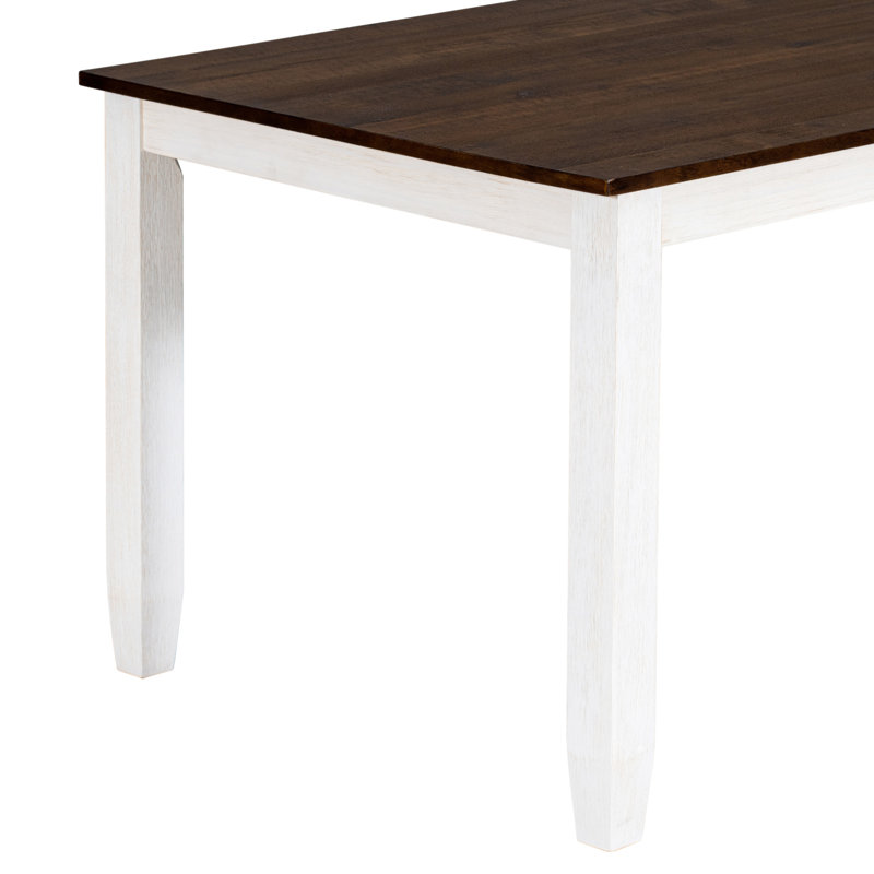 Rustic Walnut Rectangular Dining Table Set with 4 Chairs and Bench