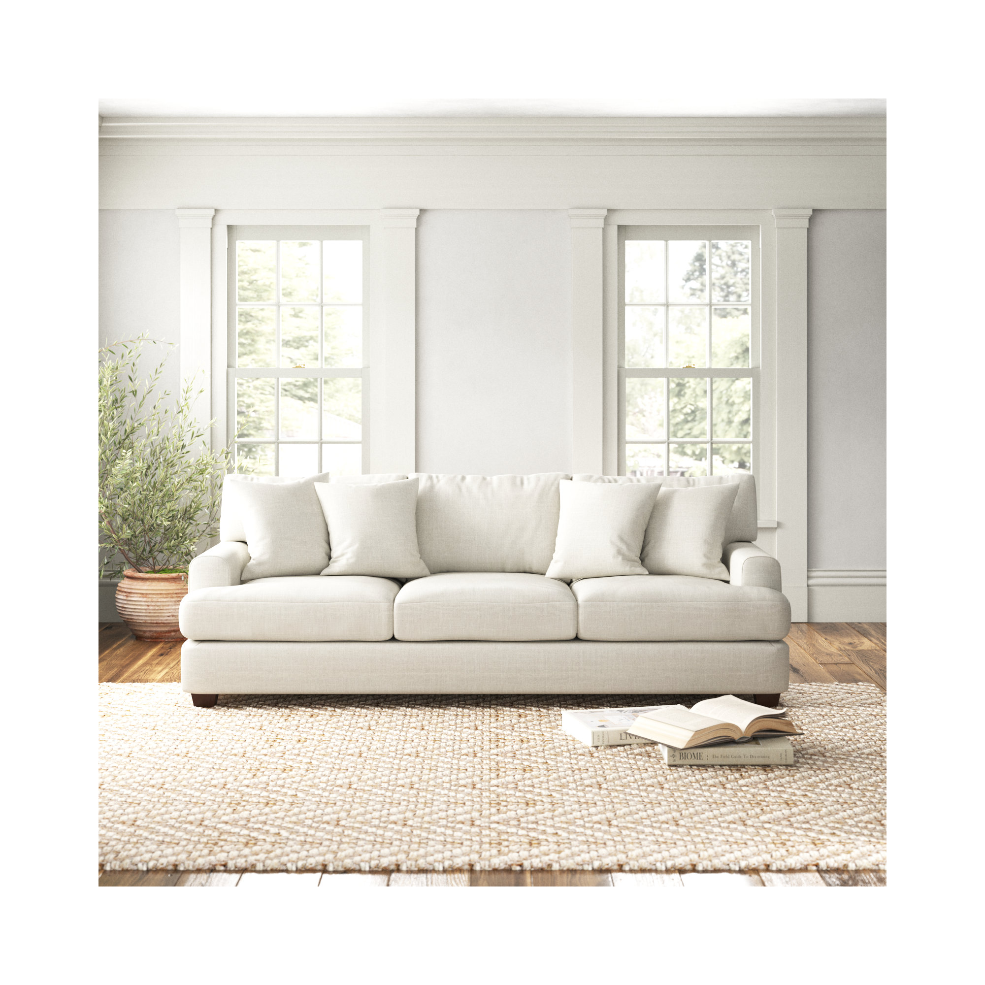 Emilio 90'' Upholstered Sofa, Conversation Ivory