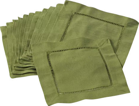 Gelder Reversible Cocktail Linen Napkin, Kiwi
