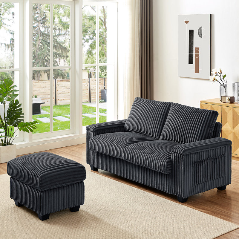 Canapé en velours côtelé 71 po LoveSeat, Gris