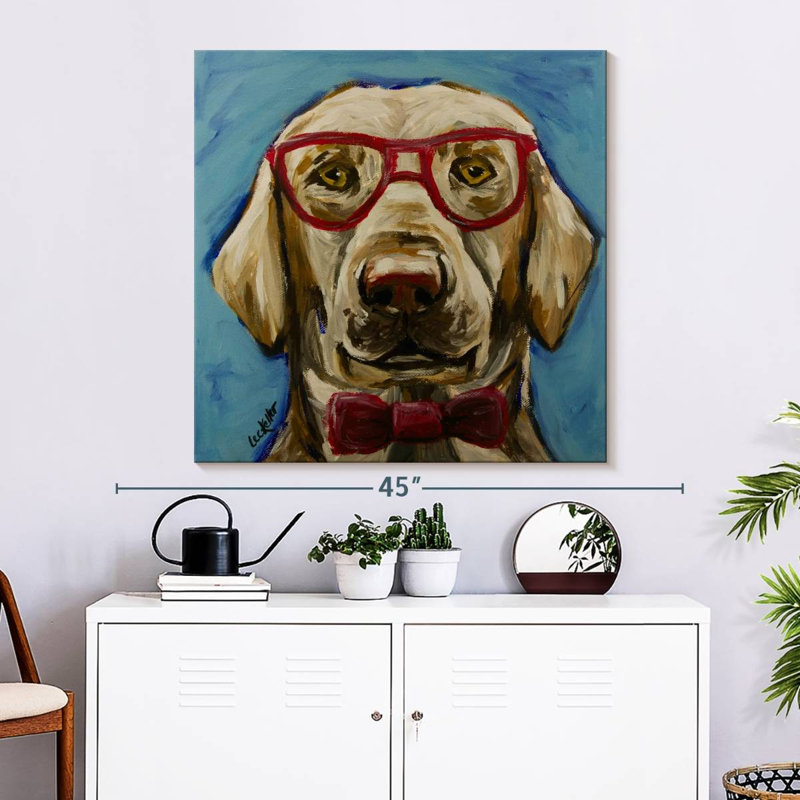 Brampt - laboratoire jaune avec lunettes, H 33 po x l 33 po