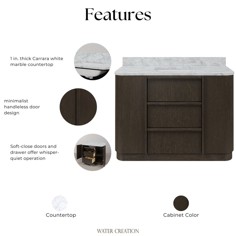 Water Creation Oxford Mid-Century Style Bathroom Vanity, 48"