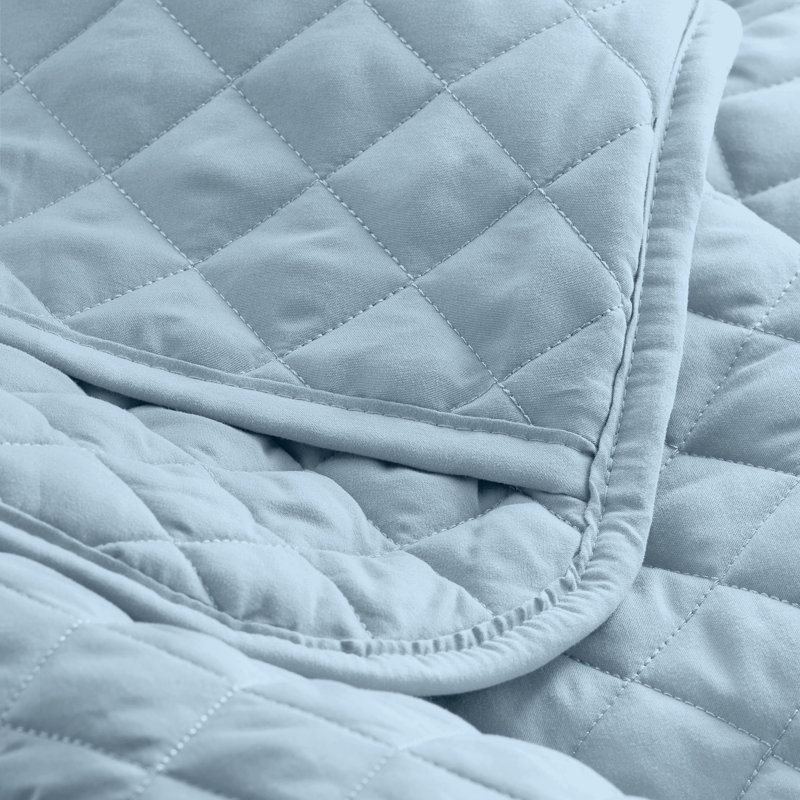 Modern & Contemporary Coverlet, Full/Queen Coverlet + 2 Standard Shams, Light Blue