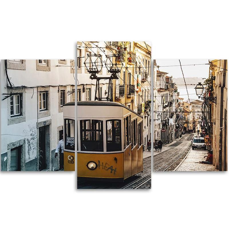 Leinwandbild Straßenbahn Lissabon Stadt Gelb