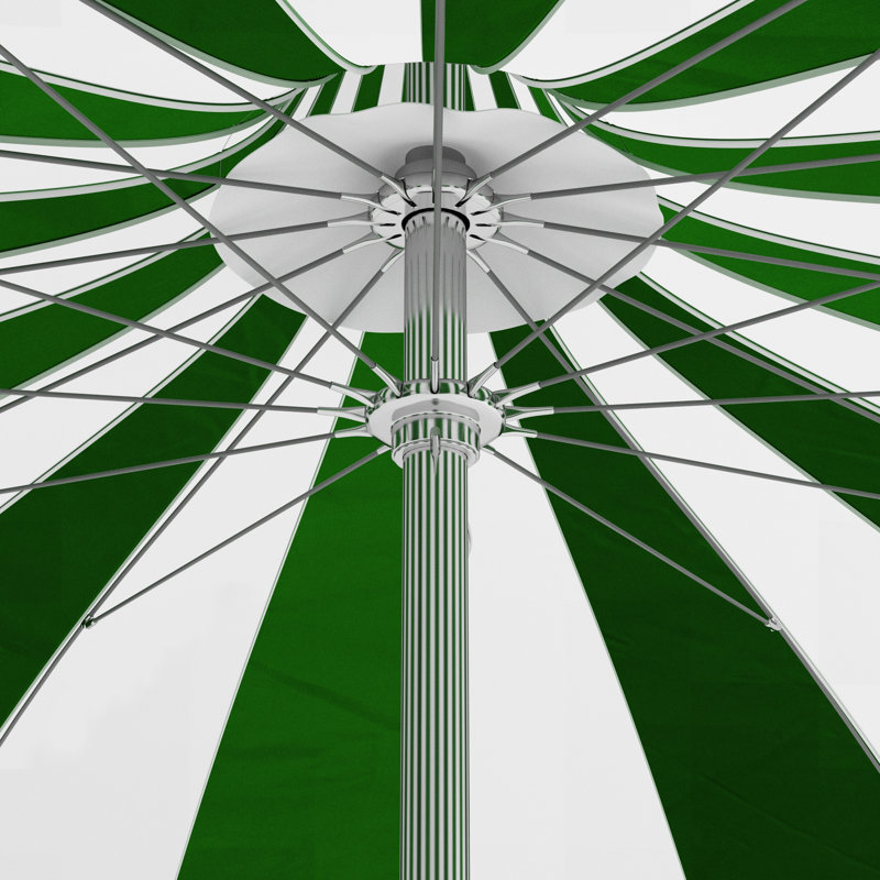 Parasol de marché rayé Tayeko, Toile Sunbrella® vert forêt