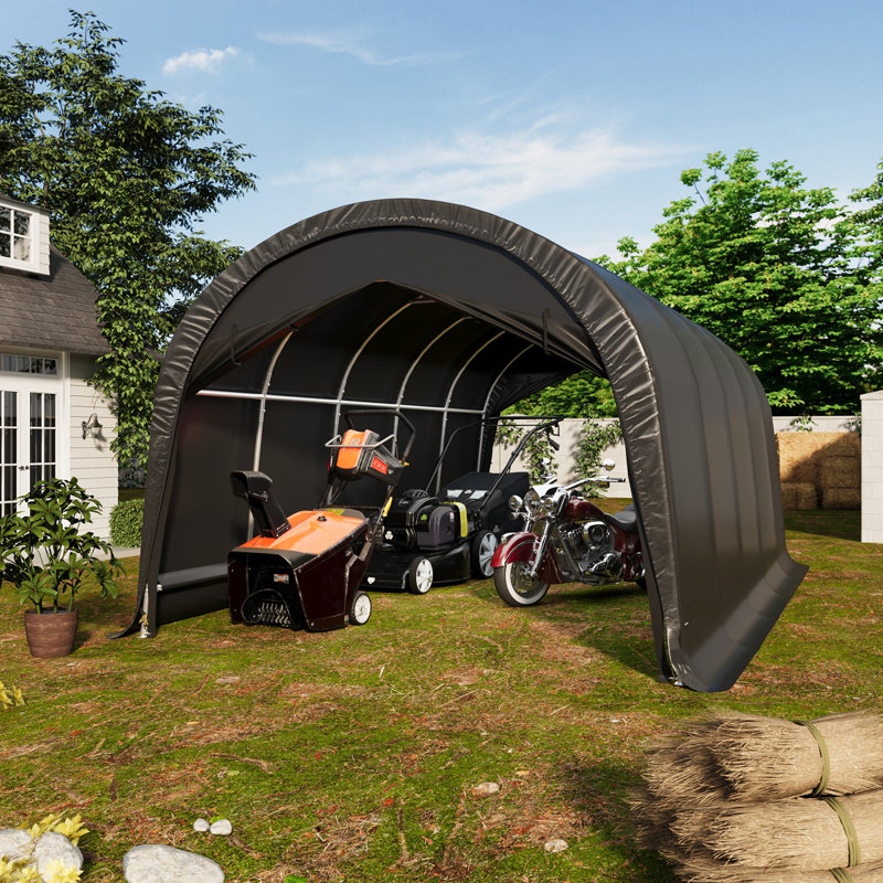 12 X 20 Ft Heavy Duty Carport, Portable Garage With All-Steel Frame,  Round Style Roof