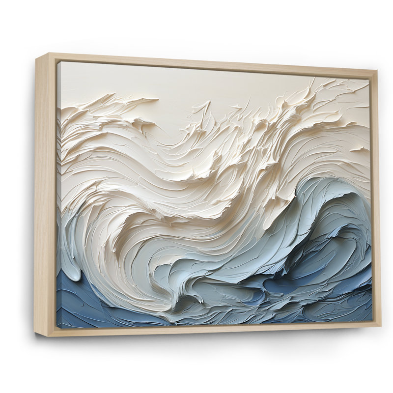 «White and Blue Wave Papercut Style - Coastal Waves», reproduction d'art sur toile (sans texture), H 16 po x l 32 po, Naturel