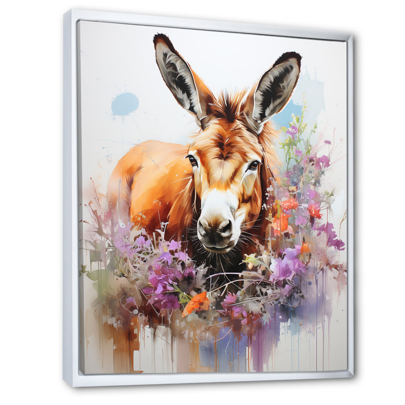 «Asinine Abstract Donkey - Donkey», art mural, H 44 po x l 34 po x P 1,5 po, Cadre flottant blanc