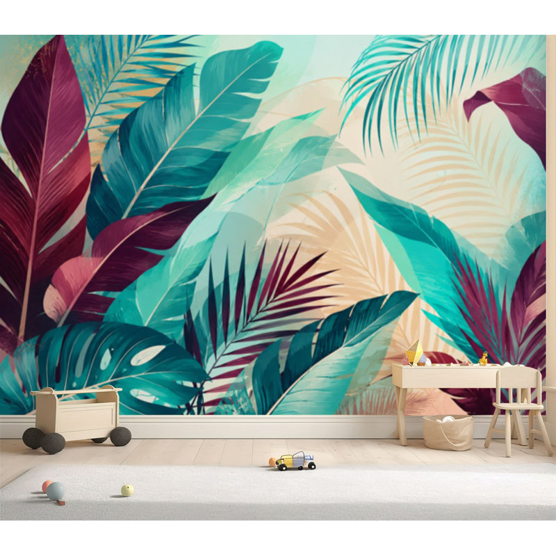 Papier peint adhésif à peler et coller Tropical, 69" L x 96" W