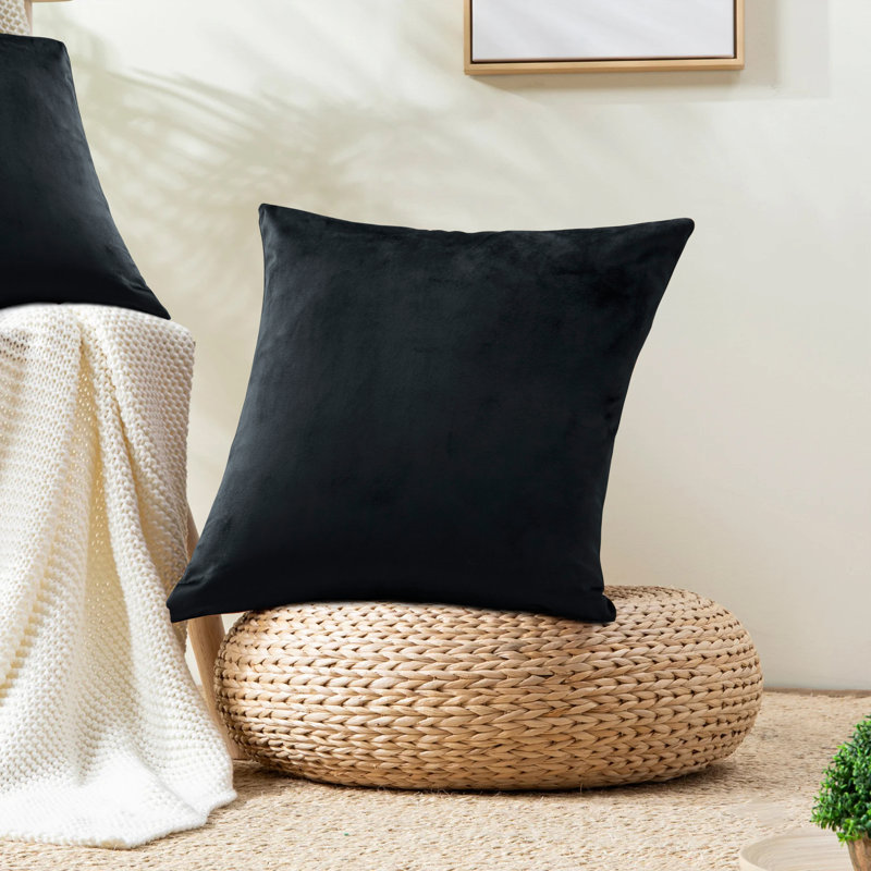 Crushed Velvet Scatter Cushion Cover Set, Black