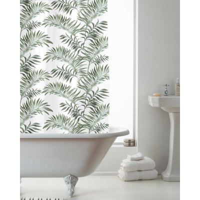 Leaf White PEVA Shower Curtain