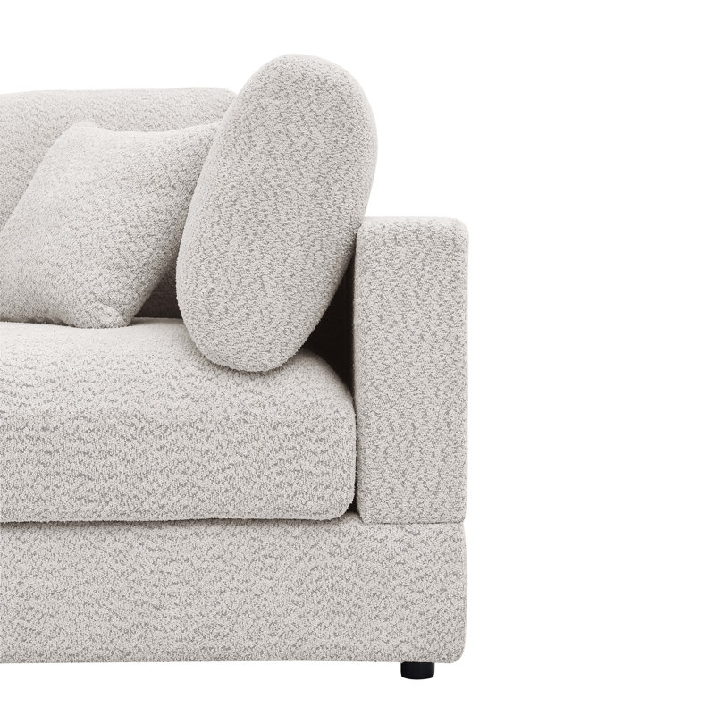 147" Width Modular Sectional, Khaki Microfiber