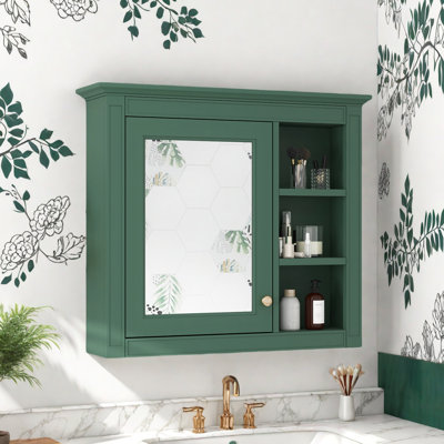 Élégante armoire murale de salle de bain avec miroir et 3 tablettes ouvertes - Armoire à pharmacie murale pour un rangement efficace dans la salle de bain
