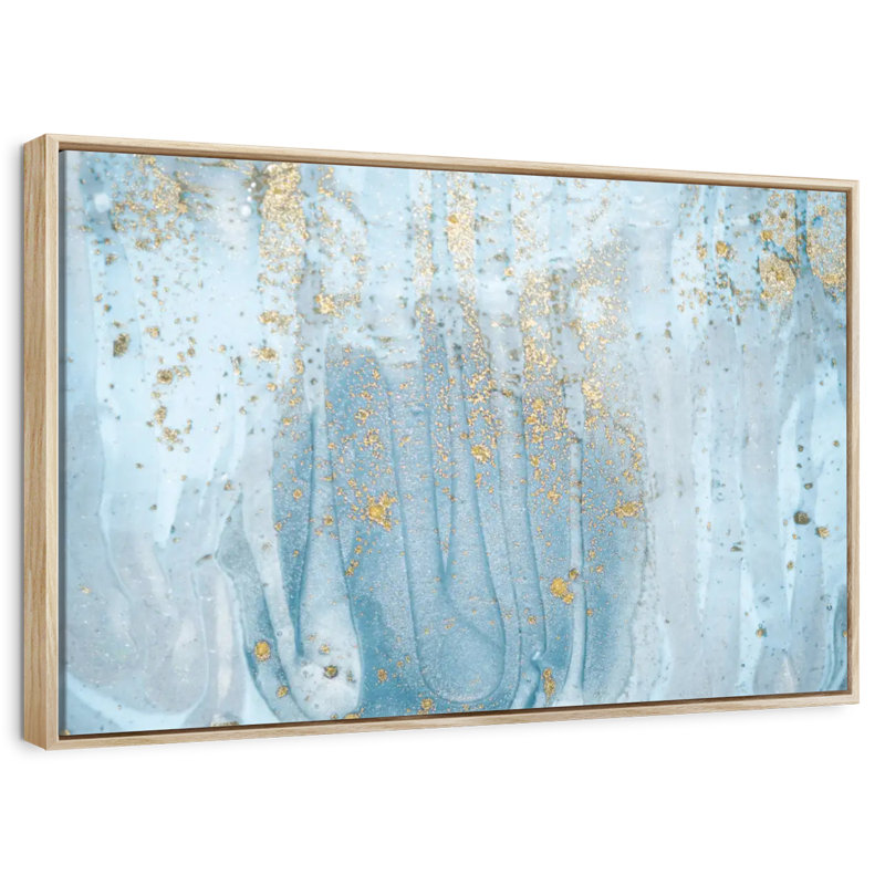 Giard bleu clair, 25 po x 17 po, Cadre flottant en bois naturel
