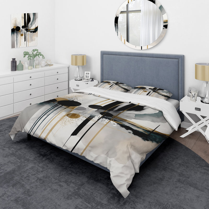 Ensemble de housse de couette en microfibre / polyester Abstract Transitional Shapes V