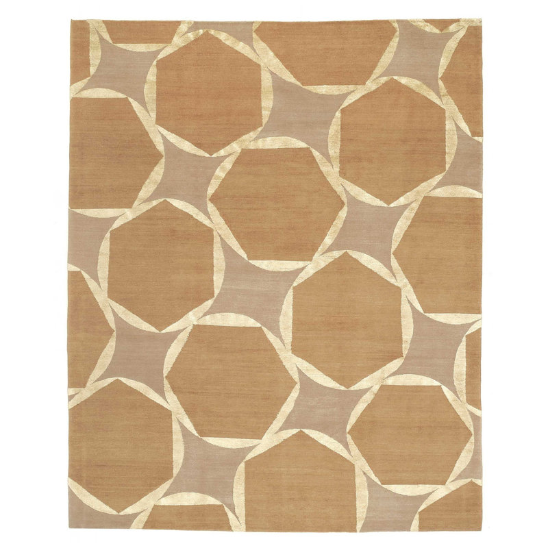 Tranquility Geometric Area Rug in Beige/Brown, Rectangle 6' x 9'
