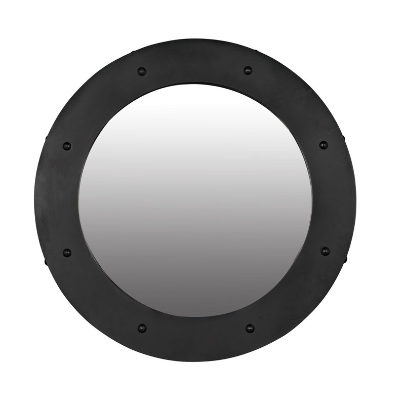Clay Metal Wall Mirror, 36" H x 36" W, Dark Metal