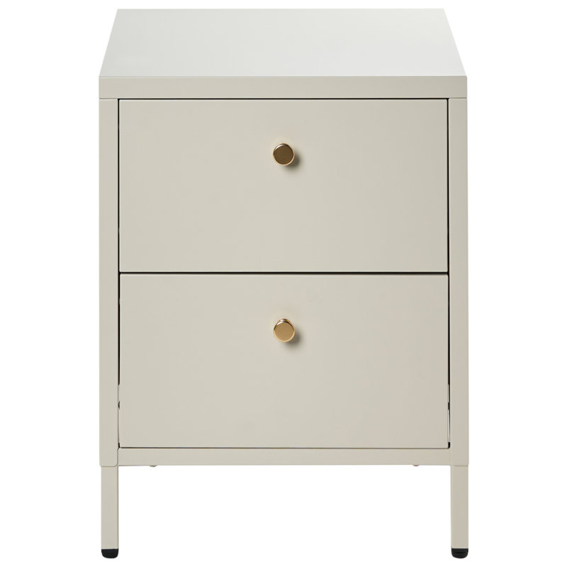 43 cm W Steel Bedside Table, Beige