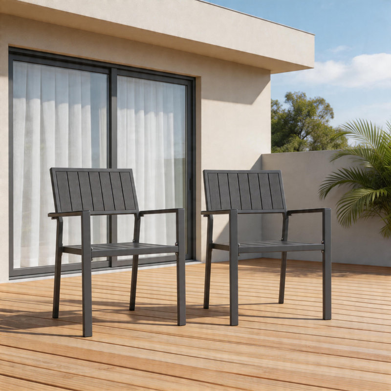 Ensemble de 2 chaises de salle à manger d'extérieur en métal robustes, capacité de 350 lb