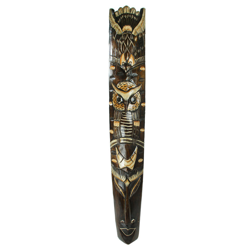 Statue de masque en bois hibou Kresge