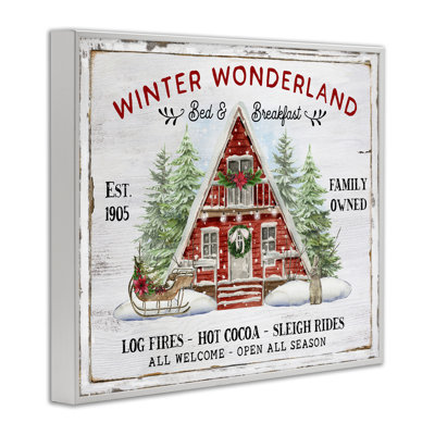 Art mural sur toile Wonderland Christmas Cabin par Creatif Belle
