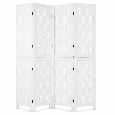 Paravent pliable de 1,7 m (5,5 pi) avec cadre en bois de paulownia, blanc/brun