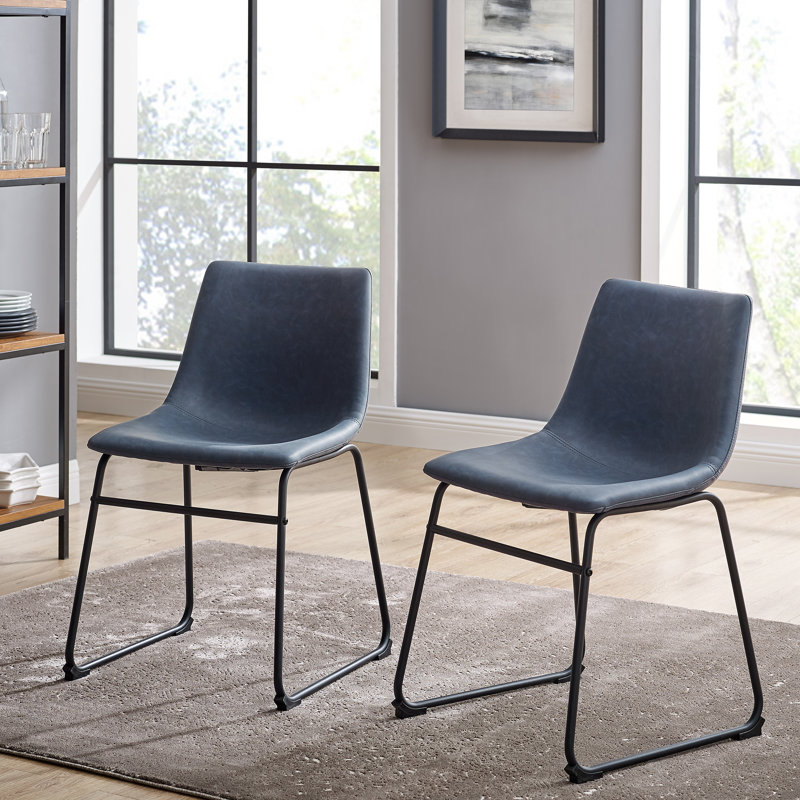 Chaise d'appoint rembourrée Bailey, Similicuir bleu marine