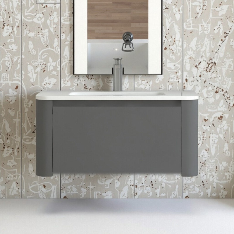 Meuble-lavabo flottant mural moderne 30 po avec lavabo intégré et tiroir à fermeture en douceur - rangement de salle de bain peu encombrant