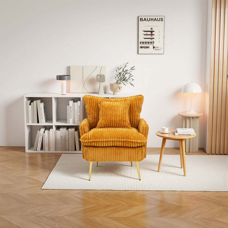 Modern Corduroy Accent Chair, Upholstered Comfy Armchair, Cozy Single Sofa Chair For Living Room, Bedroom, Reading Nook