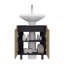 Armoire sous le lavabo avec deux portes et tablettes de rangement intérieures, arrière découpé, rangement de salle de bain moderne autoportant de 22 po de largeur, noir, chêne naturel-1486083343