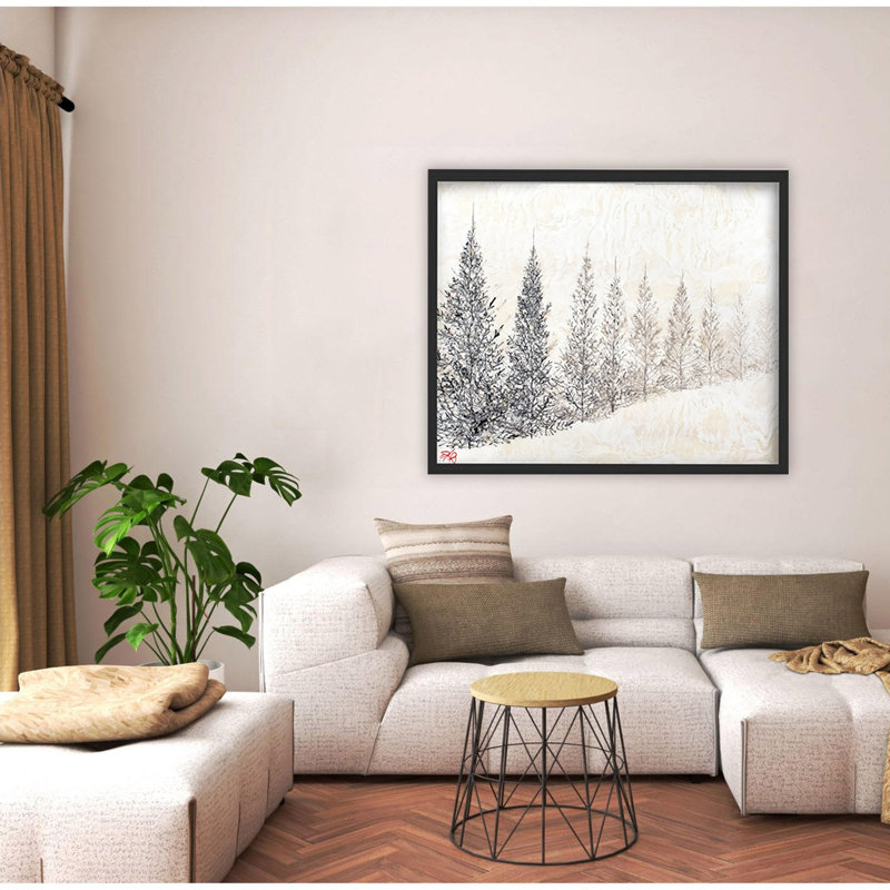 Monoscape IV by Karen Biery - Wrapped Canvas Painting, 12" H x 16" W, Black Floater Framed