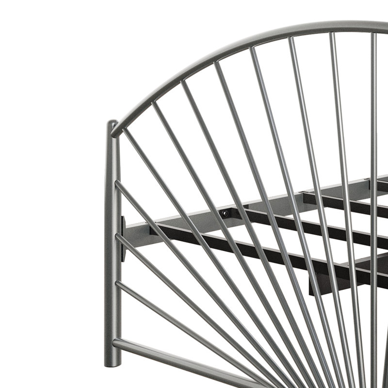 Lit plateforme en métal gris pleine grandeur, Gris argenté, Lit double