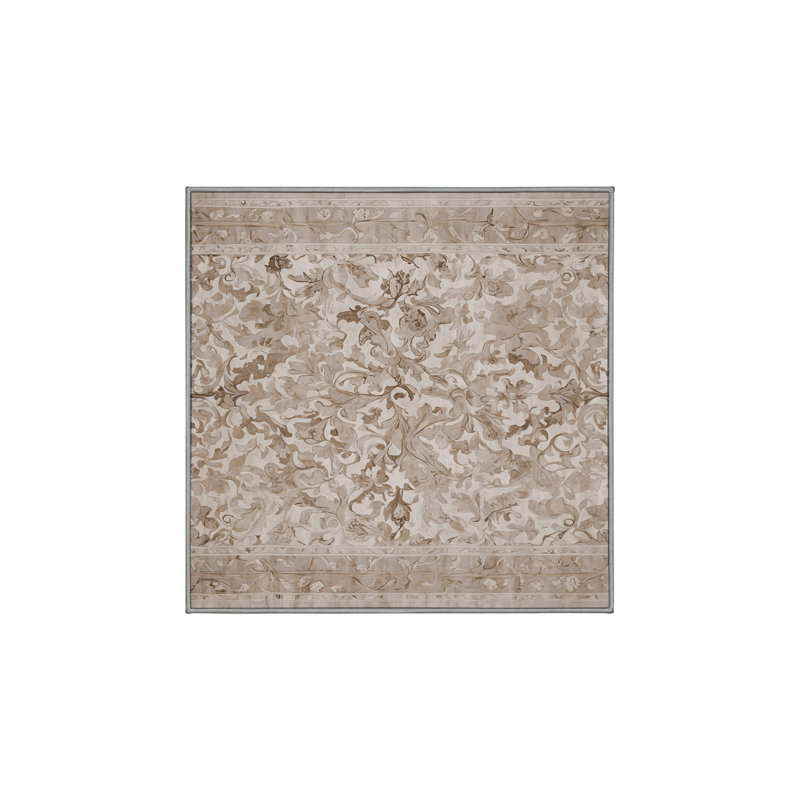 Machine Washable Gray Area Rug, Square 8'